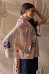 Shop_Mauli Cashmere_Pink Blazing Bloom Border Embroidered Stole _at_Aza_Fashions