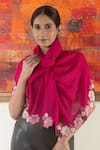 Mauli Cashmere_Fuchsia Floral Sprinkle Border Stole _Online_at_Aza_Fashions