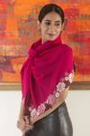Buy_Mauli Cashmere_Fuchsia Floral Sprinkle Border Stole _Online_at_Aza_Fashions