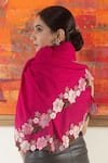 Shop_Mauli Cashmere_Fuchsia Floral Sprinkle Border Stole _at_Aza_Fashions