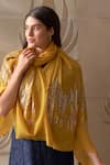 Buy_Mauli Cashmere_Mustard Shooting Stars Sequin Embroidered Stole _at_Aza_Fashions