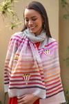 Buy_Mauli Cashmere_Gray Fly Into The Sky Hot Air Balloon Embroidered Stripe Stole _at_Aza_Fashions