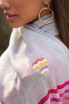 Mauli Cashmere_Gray Fly Into The Sky Hot Air Balloon Embroidered Stripe Stole _Online_at_Aza_Fashions