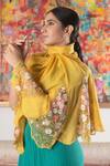 Buy_Mauli Cashmere_Mustard Flounce Embroidered Wool Silk Stole _Online_at_Aza_Fashions