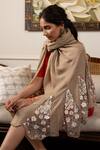 Mauli Cashmere_Brown Embroidered Stole _Online_at_Aza_Fashions