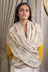 Buy_Mauli Cashmere_Ivory Glitz Embroidered Merino Stole _at_Aza_Fashions