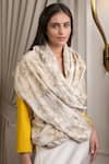 Shop_Mauli Cashmere_Ivory Glitz Embroidered Merino Stole _at_Aza_Fashions