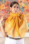 Mauli Cashmere_Mustard Magnificent Blooms Floral Embroidered Stole _Online_at_Aza_Fashions