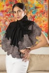 Shop_Mauli Cashmere_Black Magnificent Blooms Floral Embroidered Stole _at_Aza_Fashions
