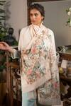 Shop_Mauli Cashmere_Beige Jungle Dream Floral Embroidered Stole _at_Aza_Fashions