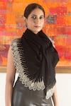 Mauli Cashmere_Black Midnight Glamour Embroidered Wool And Silk Stole _Online_at_Aza_Fashions