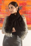 Buy_Mauli Cashmere_Black Midnight Glamour Embroidered Wool And Silk Stole _Online_at_Aza_Fashions