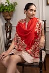 Buy_Mauli Cashmere_Red Orchidaceae Floral Embroidered Stole _at_Aza_Fashions