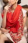 Buy_Mauli Cashmere_Red Orchidaceae Floral Embroidered Stole _Online_at_Aza_Fashions