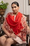 Shop_Mauli Cashmere_Red Orchidaceae Floral Embroidered Stole _at_Aza_Fashions