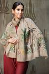 Buy_Mauli Cashmere_Gray Safari Dream Embroidered Wool Silk Stole _at_Aza_Fashions