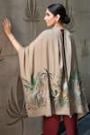Mauli Cashmere_Gray Safari Dream Embroidered Wool Silk Stole _Online_at_Aza_Fashions