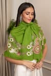 Buy_Mauli Cashmere_Green Spring Bouquet Embroidered Wool Silk Stole _Online_at_Aza_Fashions