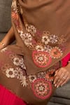 Buy_Mauli Cashmere_Brown Spring Bouquet Floral Embroidered Wool Silk Stole _Online_at_Aza_Fashions