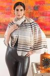 Buy_Mauli Cashmere_Gray Chic Striped Motif Wool Silk Stole _at_Aza_Fashions