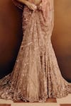 Dolly J_Rose Gold Net Embroidery, Crystals, Stones, Sequins, Beads Amberlux Lehenga Set _Online_at_Aza_Fashions