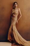 Buy_Dolly J_Gold Net Crystals, Embroidery Sweetheart Neck Auristra Bandeau Gown _at_Aza_Fashions