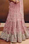 Dolly J_Pink Net Embroidery, Sequins, Beads, Zari Halter Blush Aurora Bridal Lehenga Set _Online_at_Aza_Fashions