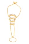 Shop_Isharya_Gold Plated Mirrors 18kt Esplendor Hand Harness _at_Aza_Fashions
