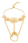 Shop_Isharya_Gold Plated 18kt Evangelica Hand Harness _at_Aza_Fashions