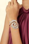 Buy_Isharya_Silver Plated Mirrors, Crystals 18kt Gold Alfama Cuff Bracelet _at_Aza_Fashions