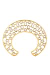 Shop_Isharya_Gold Plated Mirrors, Crystals 18kt Alvorada Statement Cuff _at_Aza_Fashions