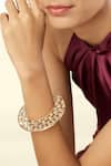 Buy_Isharya_Gold Plated Mirrors, Crystals 18kt Alvorada Statement Cuff _at_Aza_Fashions