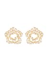 Shop_Isharya_Gold Plated Mirrors 18kt Santuario Spiral Stud Earrings _at_Aza_Fashions