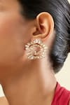Buy_Isharya_Gold Plated Mirrors 18kt Santuario Spiral Stud Earrings _Online_at_Aza_Fashions