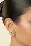 Buy_Isharya_Gold Plated Crystals 18kt Fino Statement Stud Earrings _at_Aza_Fashions