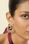Buy_Isharya_Gold Plated Crystals 18kt Barroco Statement Stud Earrings _at_Aza_Fashions