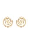 Shop_Isharya_Gold Plated Mirrors, Crystals 18kt Rendado Statement Stud Earrings _at_Aza_Fashions