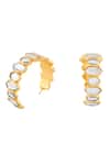 Shop_Isharya_Gold Plated Mirrors 18kt Mosaico Hoop Earrings _at_Aza_Fashions