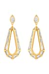 Shop_Isharya_Gold Plated Mirrors 18kt Arco Statement Drop Earrings _at_Aza_Fashions