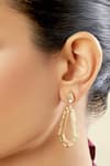 Buy_Isharya_Gold Plated Mirrors 18kt Arco Statement Drop Earrings _at_Aza_Fashions