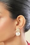 Buy_Isharya_Gold Plated Mirrors, Pearls, Crystals 18kt Filgrana Statement Stud Earrings _at_Aza_Fashions