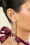 Buy_Isharya_Gold Plated Mirrors 18kt Vento Statement Dangler Earrings _at_Aza_Fashions