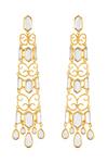 Shop_Isharya_Gold Plated Mirrors 18kt Vento Statement Dangler Earrings _at_Aza_Fashions