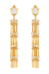 Shop_Isharya_Gold Plated Mirrors 18kt Ceu Statement Dangler Earrings _at_Aza_Fashions