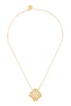 Shop_Isharya_Gold Plated 18kt Coroa Pendant Necklace _at_Aza_Fashions