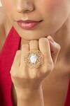 Buy_Isharya_Gold Plated Mirrors 18kt Mosteiro Statement Ring _at_Aza_Fashions