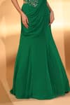 Buy Kiyohra Green Georgette Beads, Sequins, Veda Pre-draped Lehenga Saree With Blouse Online at Aza Fashions Buy_Kiyohra_Green Georgette Beads, Sequins, Veda Pre-draped Lehenga Saree With Blouse _Online_at_Aza_Fashions