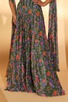 Shop_Kiyohra_Green Lurex, Georgette Sequins, Foil Printing Sasha Gardenia Lehenga Set _Online_at_Aza_Fashions