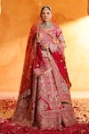 Buy_Mehar_Pink Silk Embroidery, Zari, Sequins Round Neck Rani Bridal Lehenga Set _at_Aza_Fashions