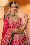Buy_Mehar_Rose Gold Silk Zari, Embroidery Rani Pink Zardozi Work Bridal Lehenga Set _Online_at_Aza_Fashions